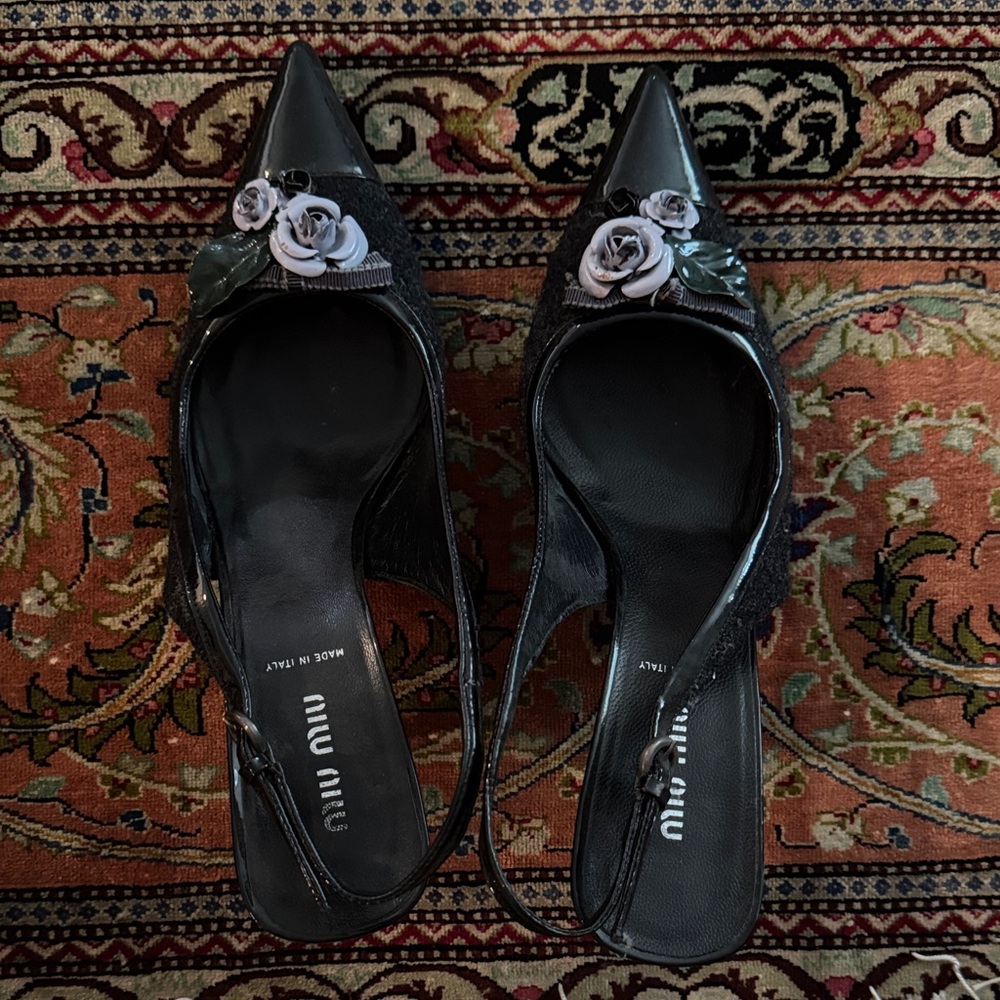 Miu Miu Black Floral Heels